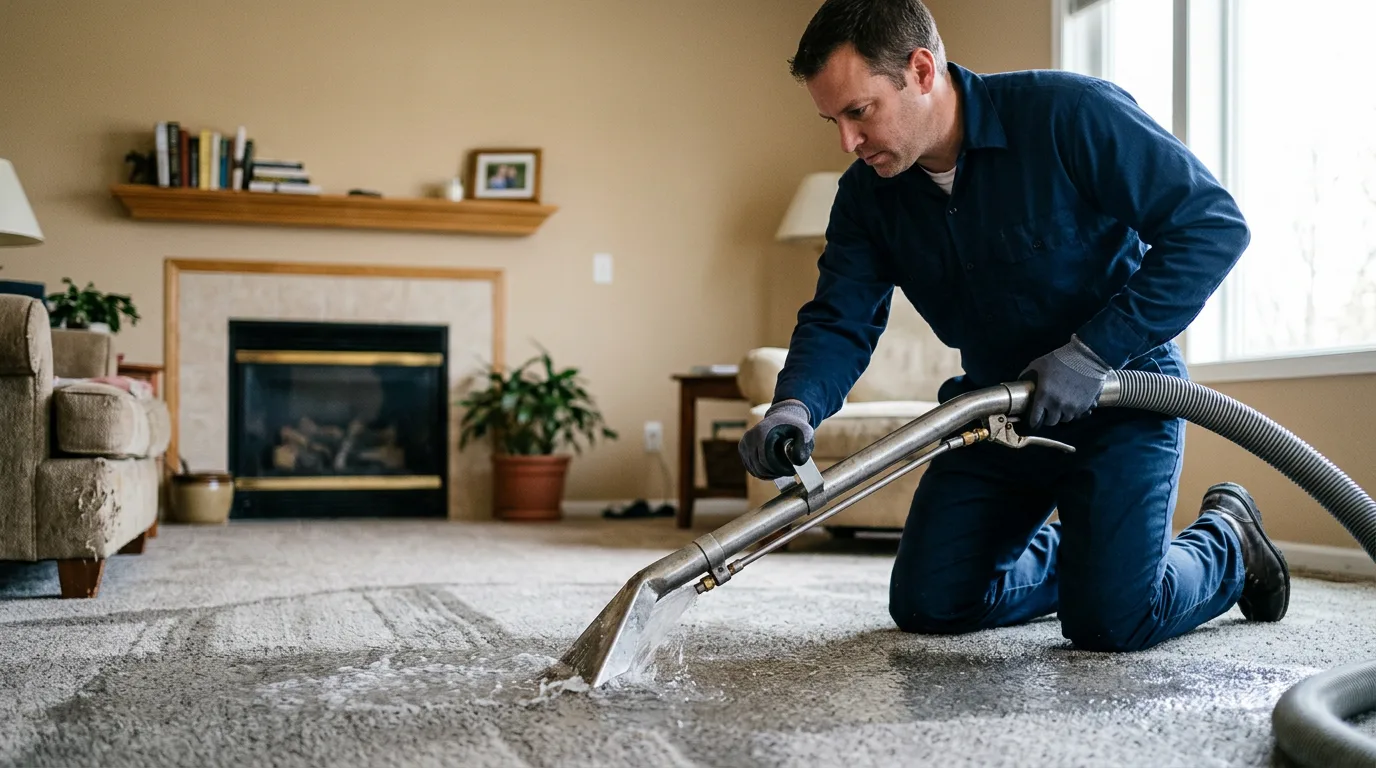 Water damage restoration technician working near Trego, WI